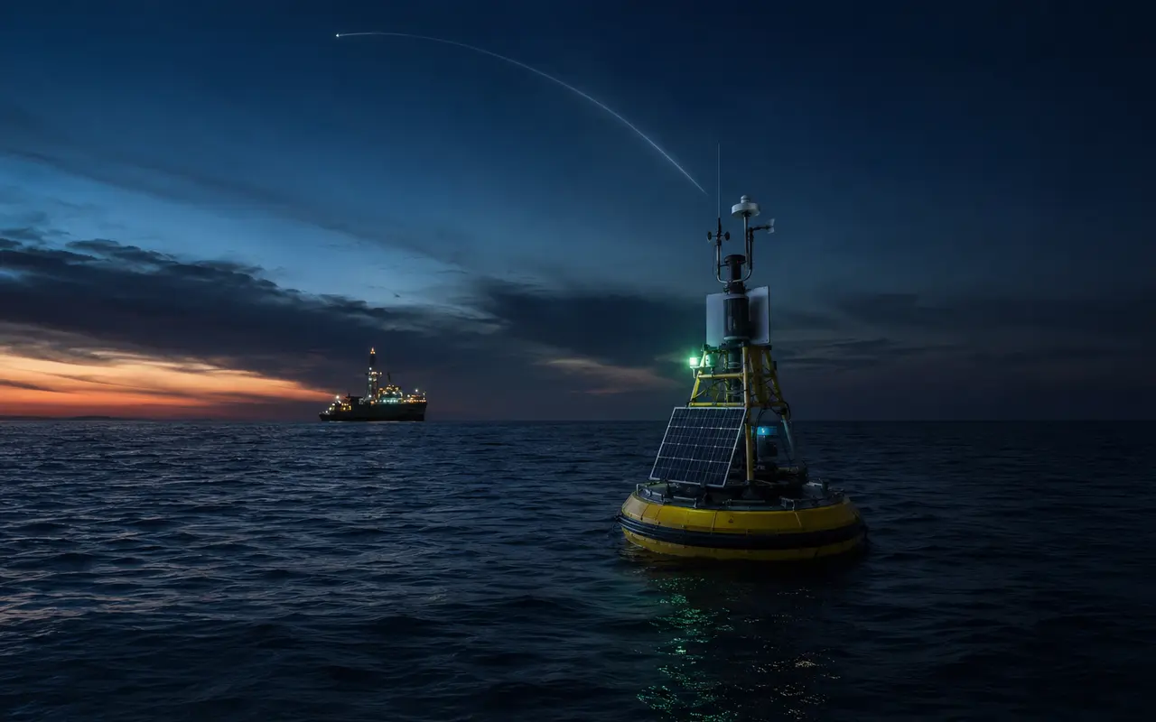 Infrastructure maritime isolée connectée à un réseau satellitaire